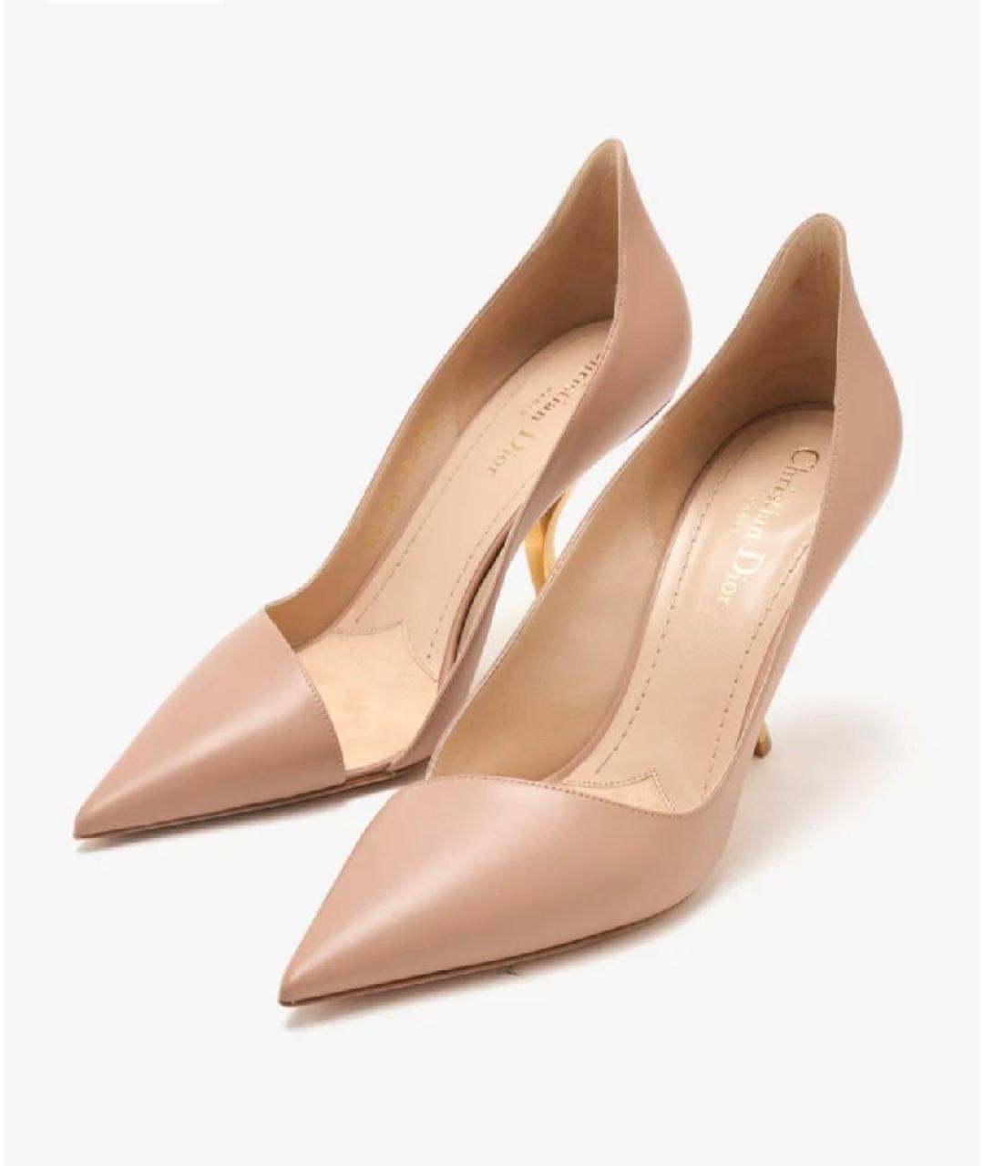 CHRISTIAN DIOR Бежевые кожаные туфли, фото 9