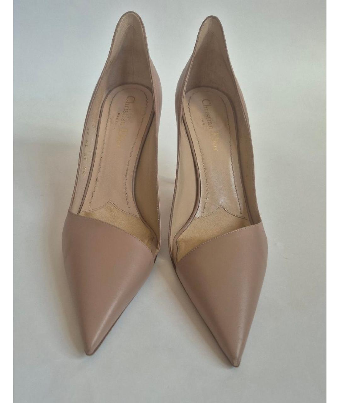 CHRISTIAN DIOR Бежевые кожаные туфли, фото 4