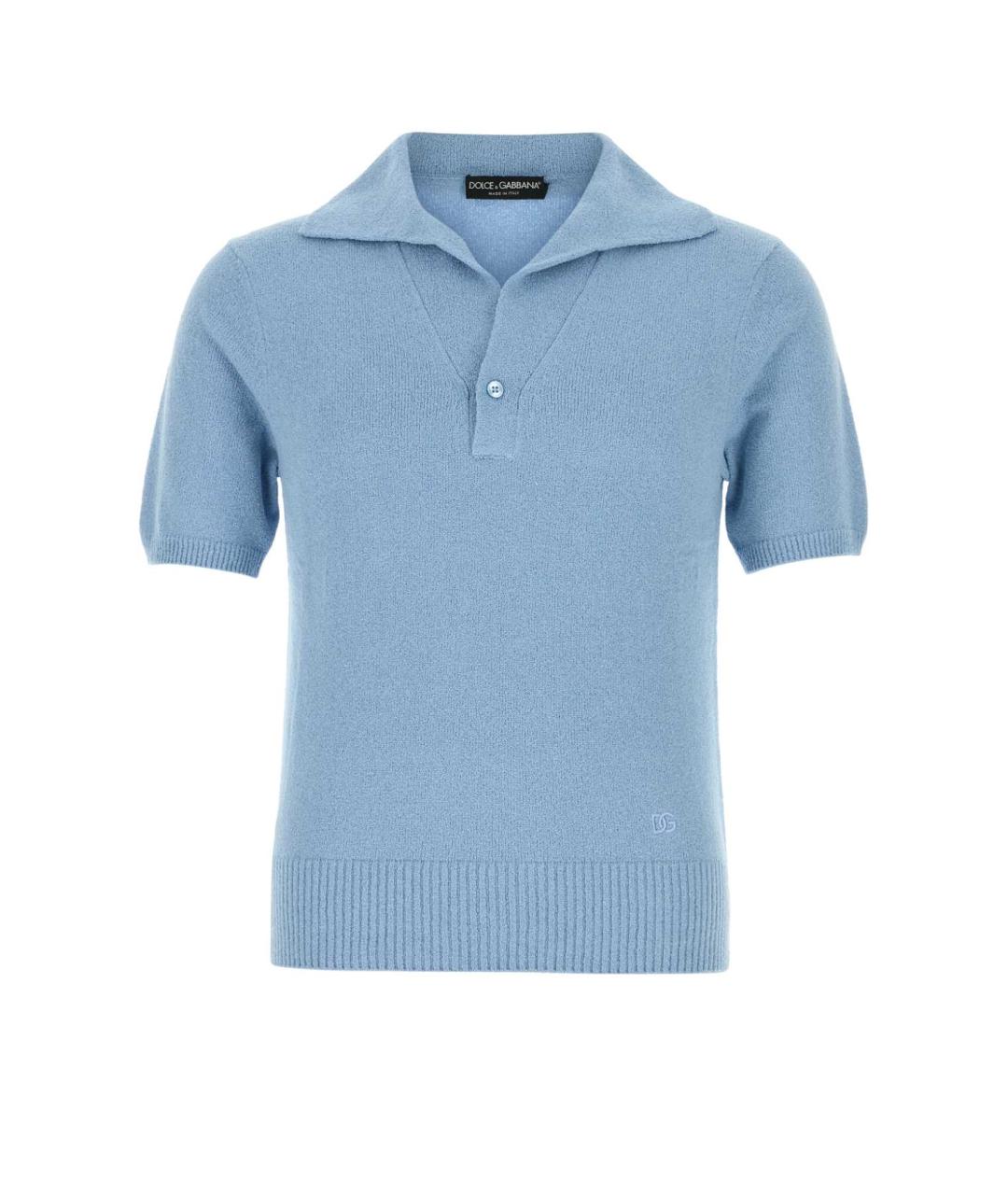 DOLCE&GABBANA Голубое хлопковое поло с коротким рукавом, фото 1