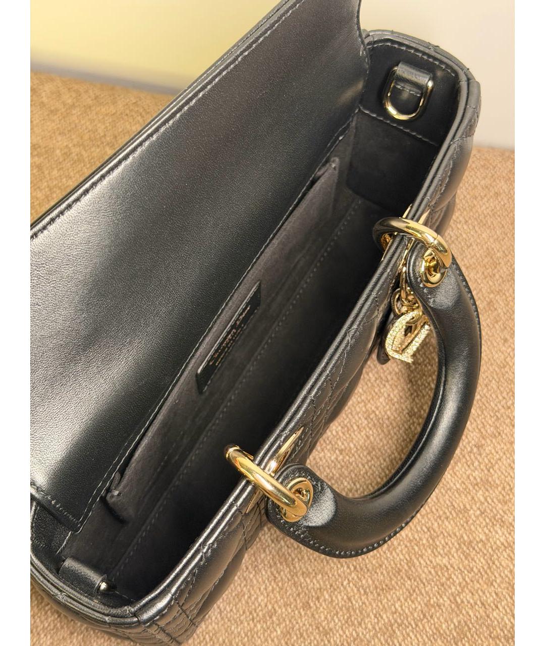 CHRISTIAN DIOR Черная кожаная сумка с короткими ручками, фото 5