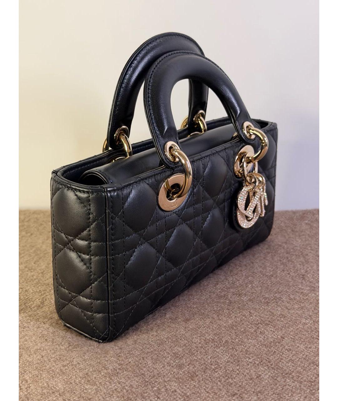 CHRISTIAN DIOR Черная кожаная сумка с короткими ручками, фото 4