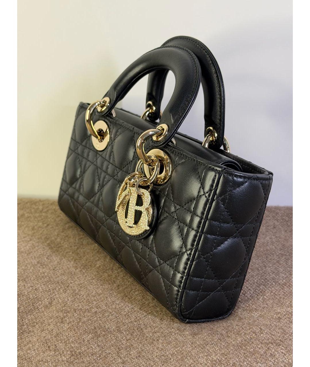 CHRISTIAN DIOR Черная кожаная сумка с короткими ручками, фото 2