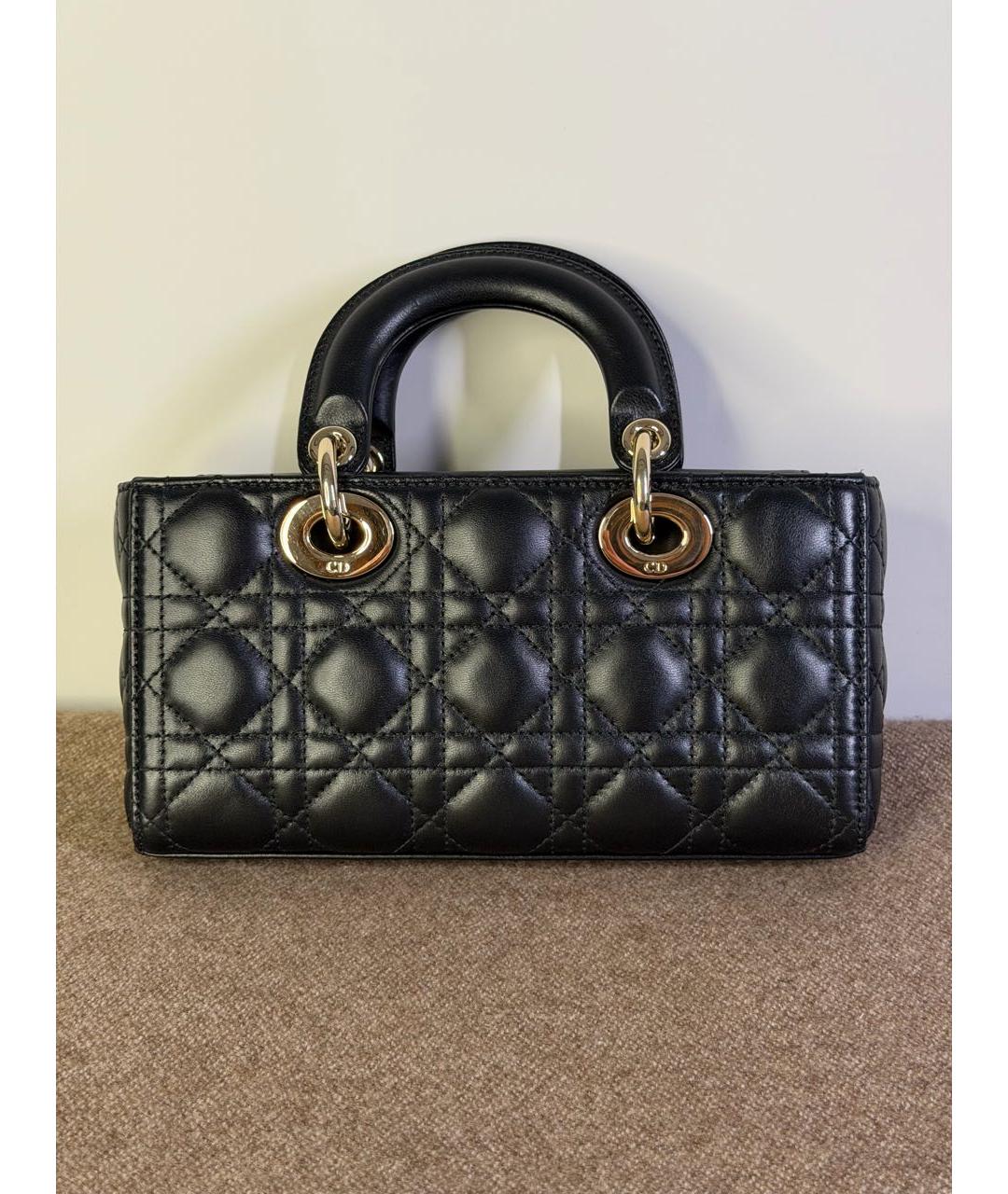 CHRISTIAN DIOR Черная кожаная сумка с короткими ручками, фото 3