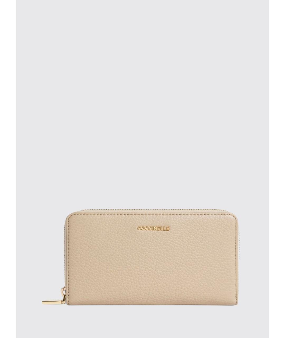 COCCINELLE Бежевый кожаный кошелек, фото 3