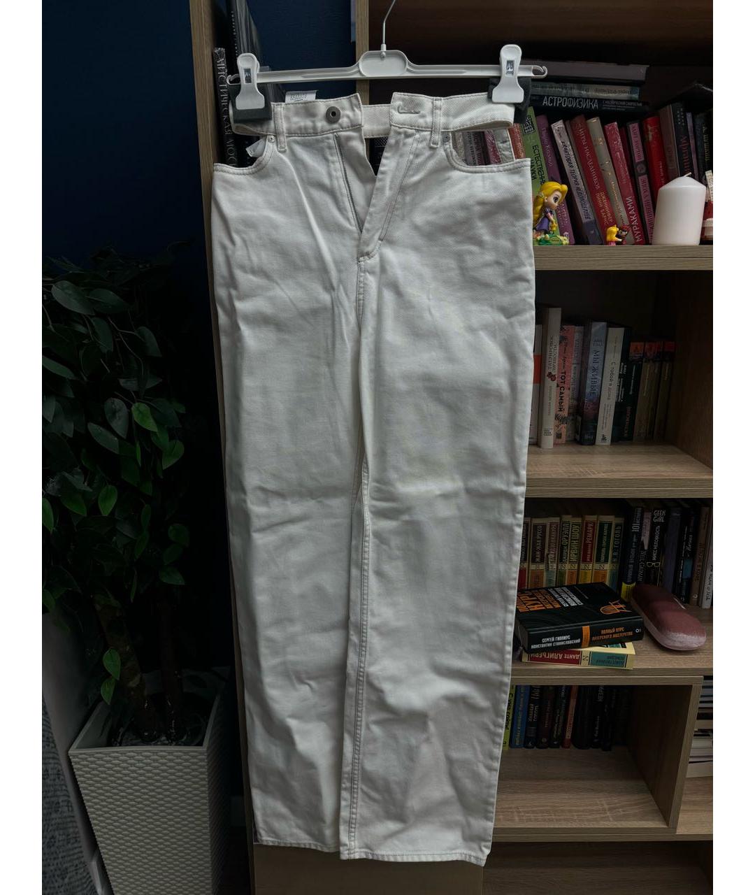 MAISON MARGIELA Белые хлопковые прямые джинсы, фото 7