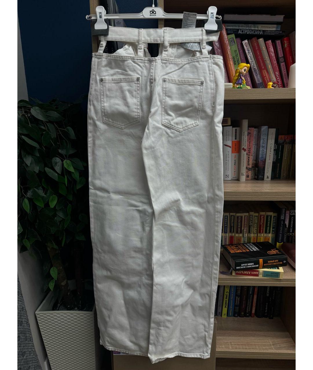 MAISON MARGIELA Белые хлопковые прямые джинсы, фото 2