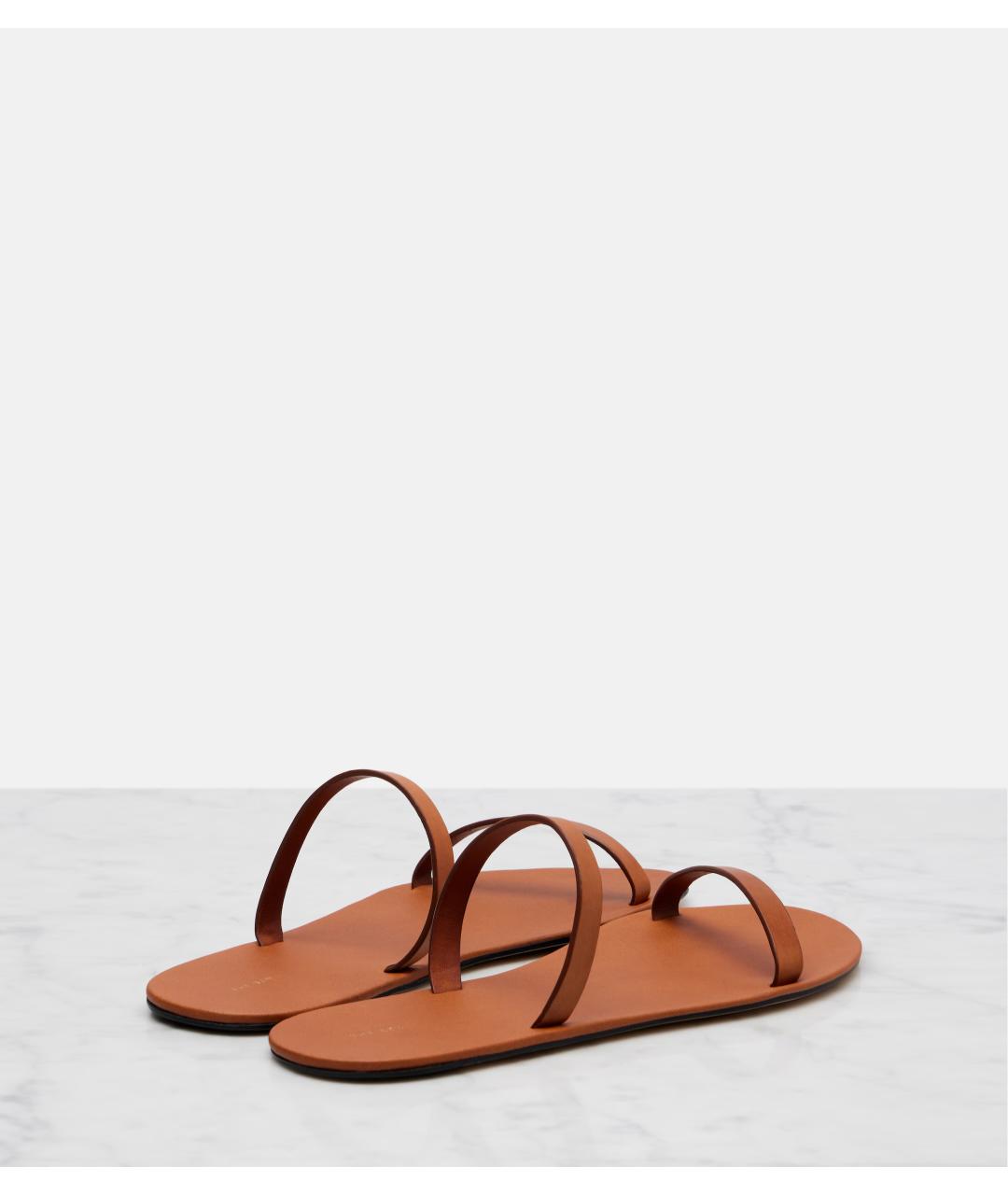 THE ROW Коричневые кожаные шлепанцы, фото 4