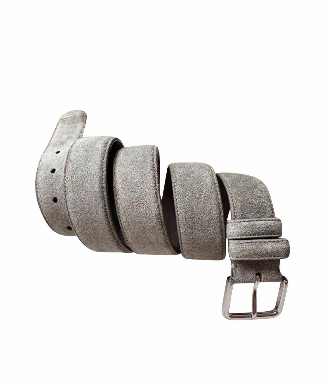 LORO PIANA Серый замшевый ремень, фото 1