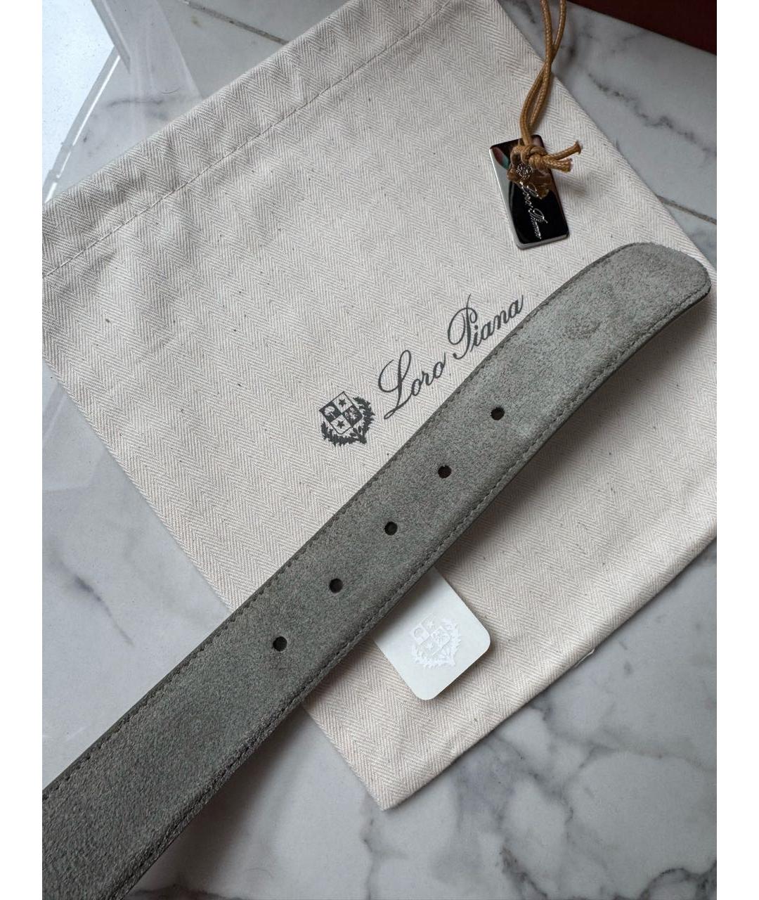 LORO PIANA Серый замшевый ремень, фото 4