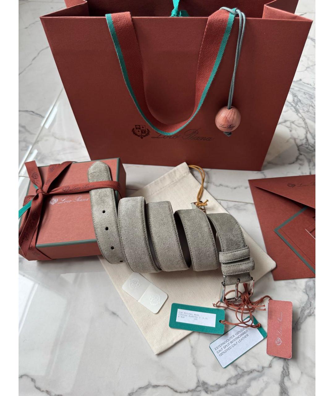 LORO PIANA Серый замшевый ремень, фото 2