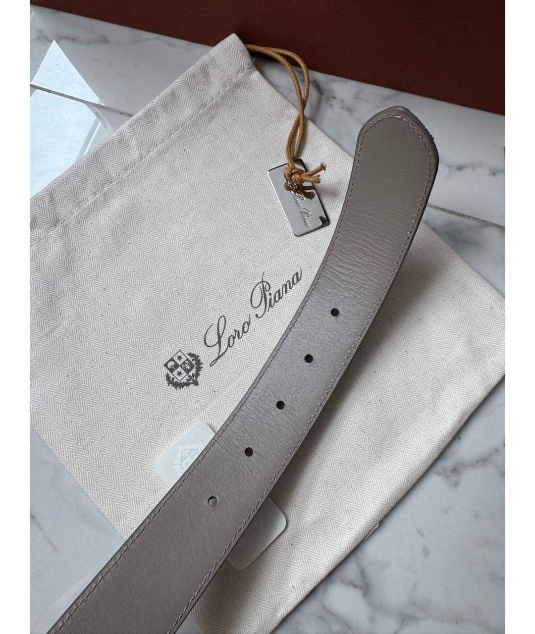LORO PIANA Серый замшевый ремень, фото 3