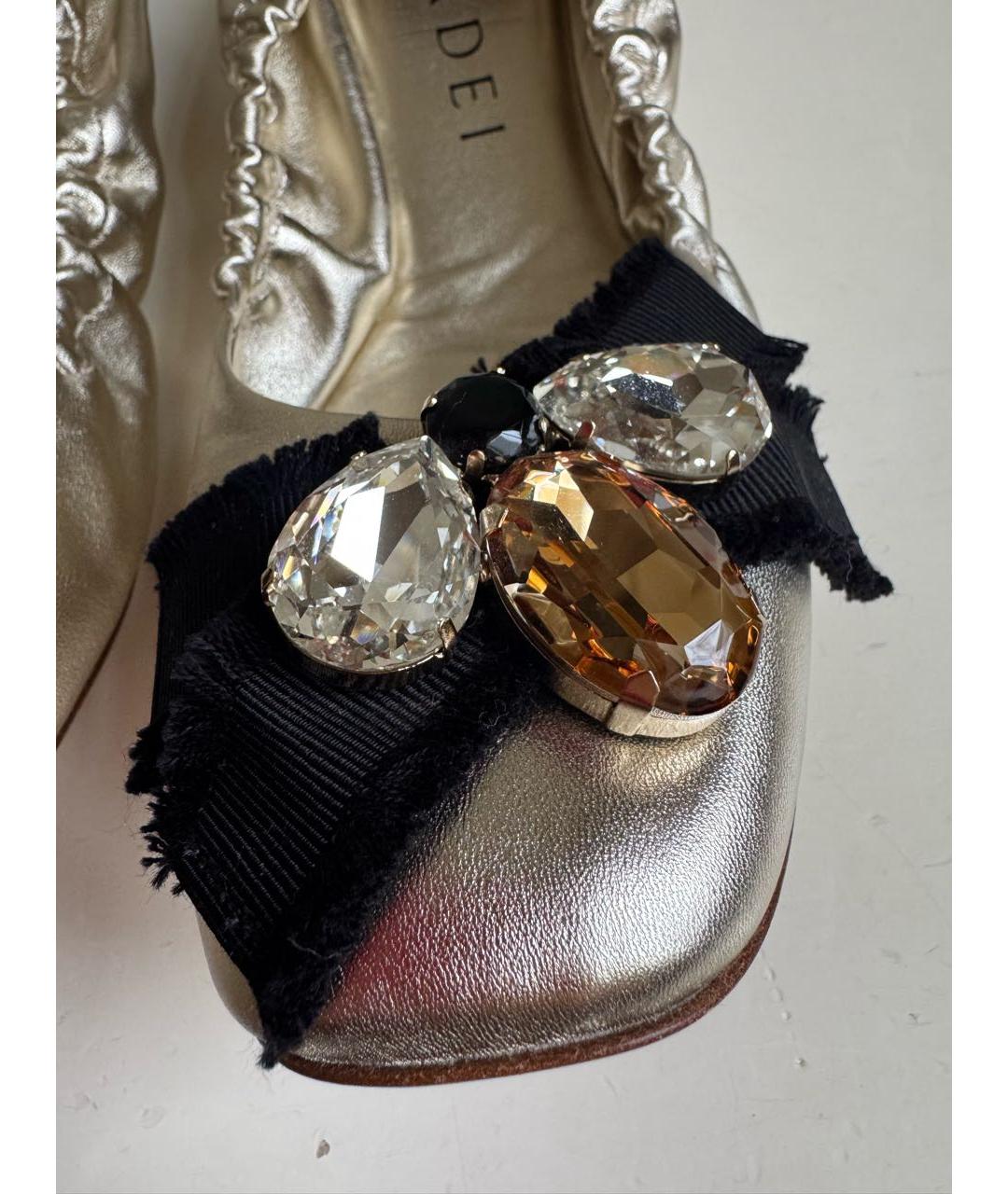 CASADEI Золотые кожаные балетки, фото 5