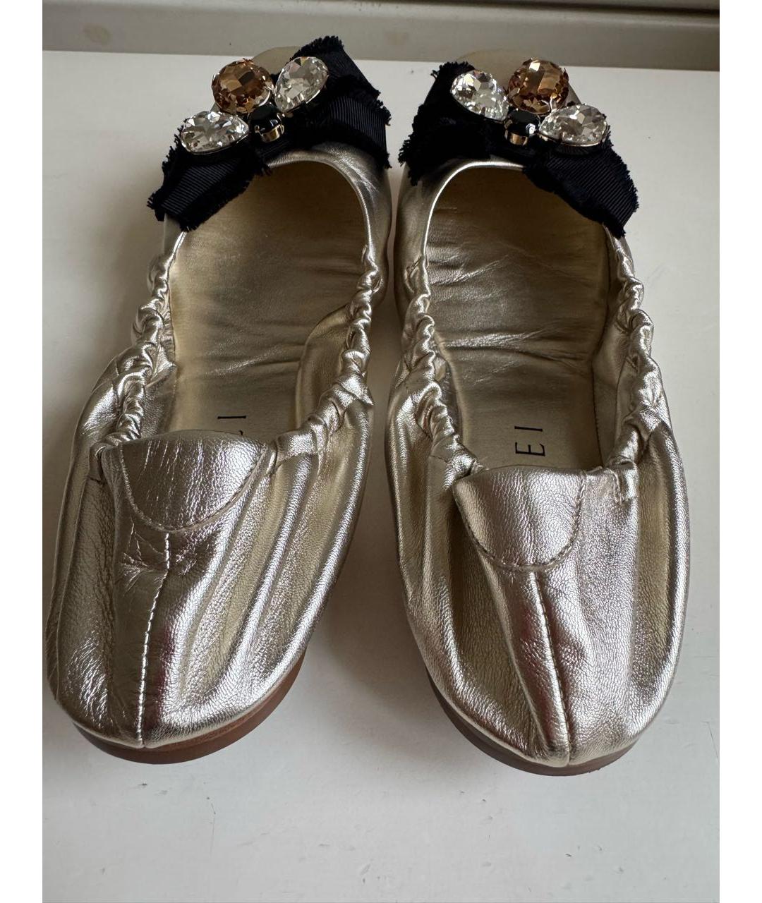 CASADEI Золотые кожаные балетки, фото 4