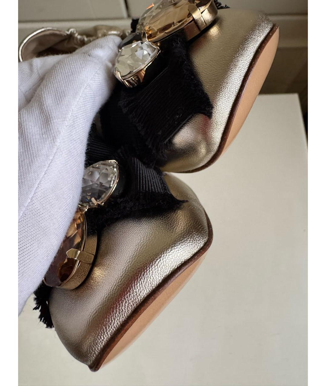 CASADEI Золотые кожаные балетки, фото 8