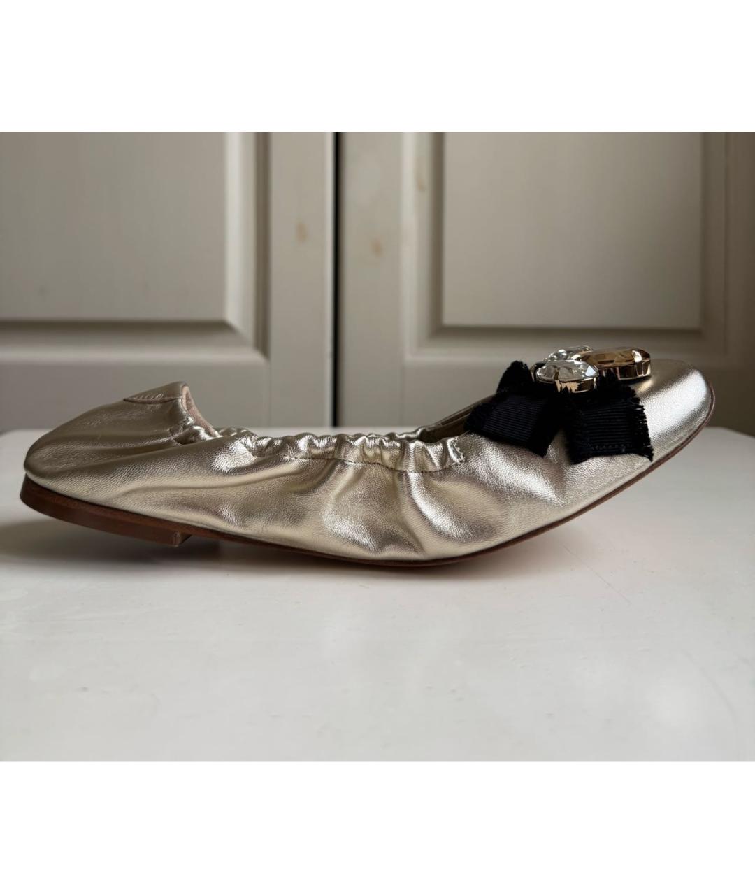 CASADEI Золотые кожаные балетки, фото 2