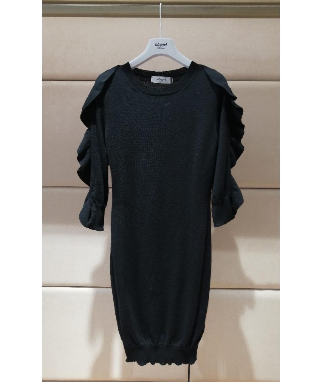 BLUGIRL Черное шерстяное повседневное платье, фото 3
