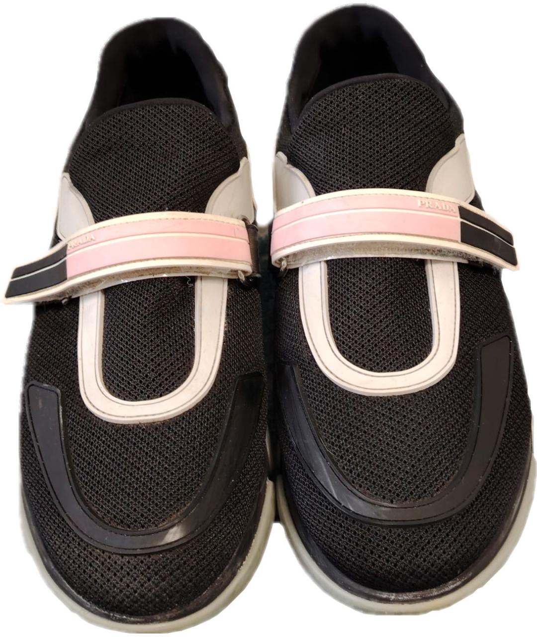 PRADA Черные текстильные кроссовки, фото 2