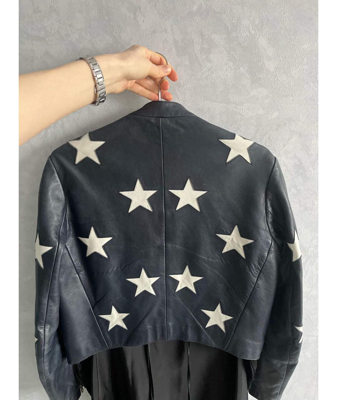 SANDRO Темно-синяя кожаная куртка, фото 3