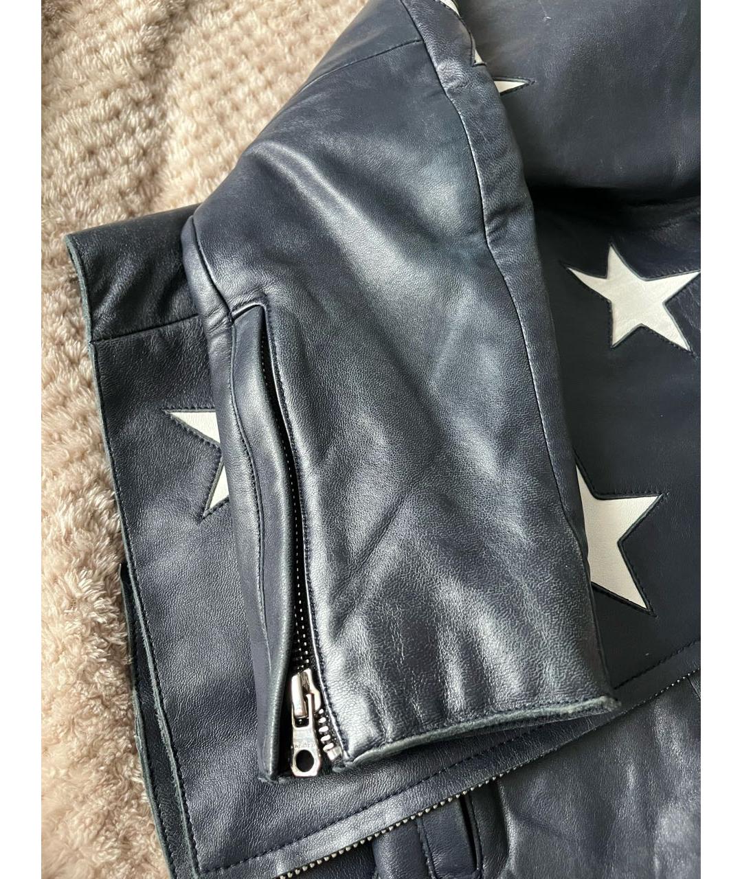 SANDRO Темно-синяя кожаная куртка, фото 5