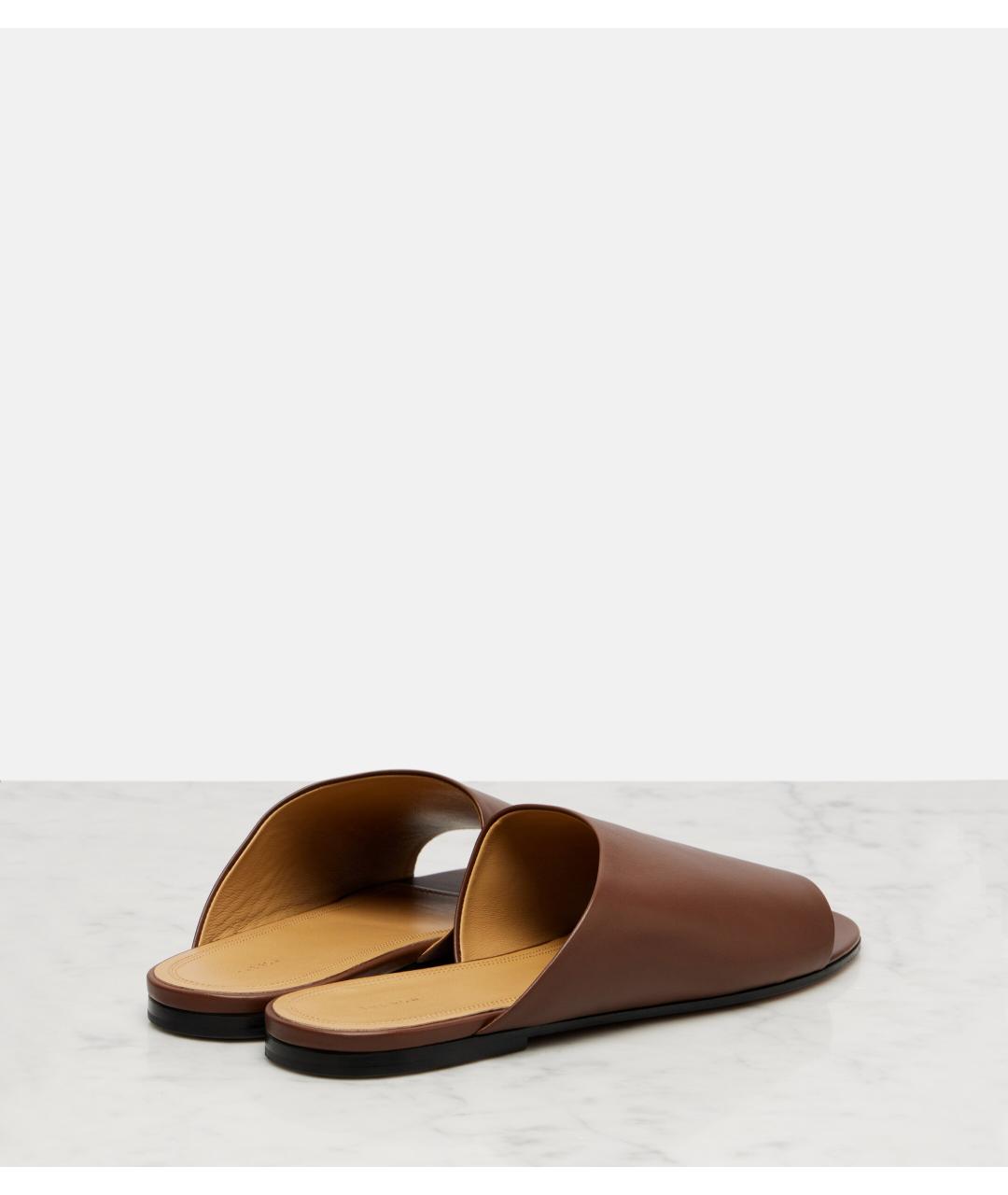 THE ROW Коричневые кожаные шлепанцы, фото 5