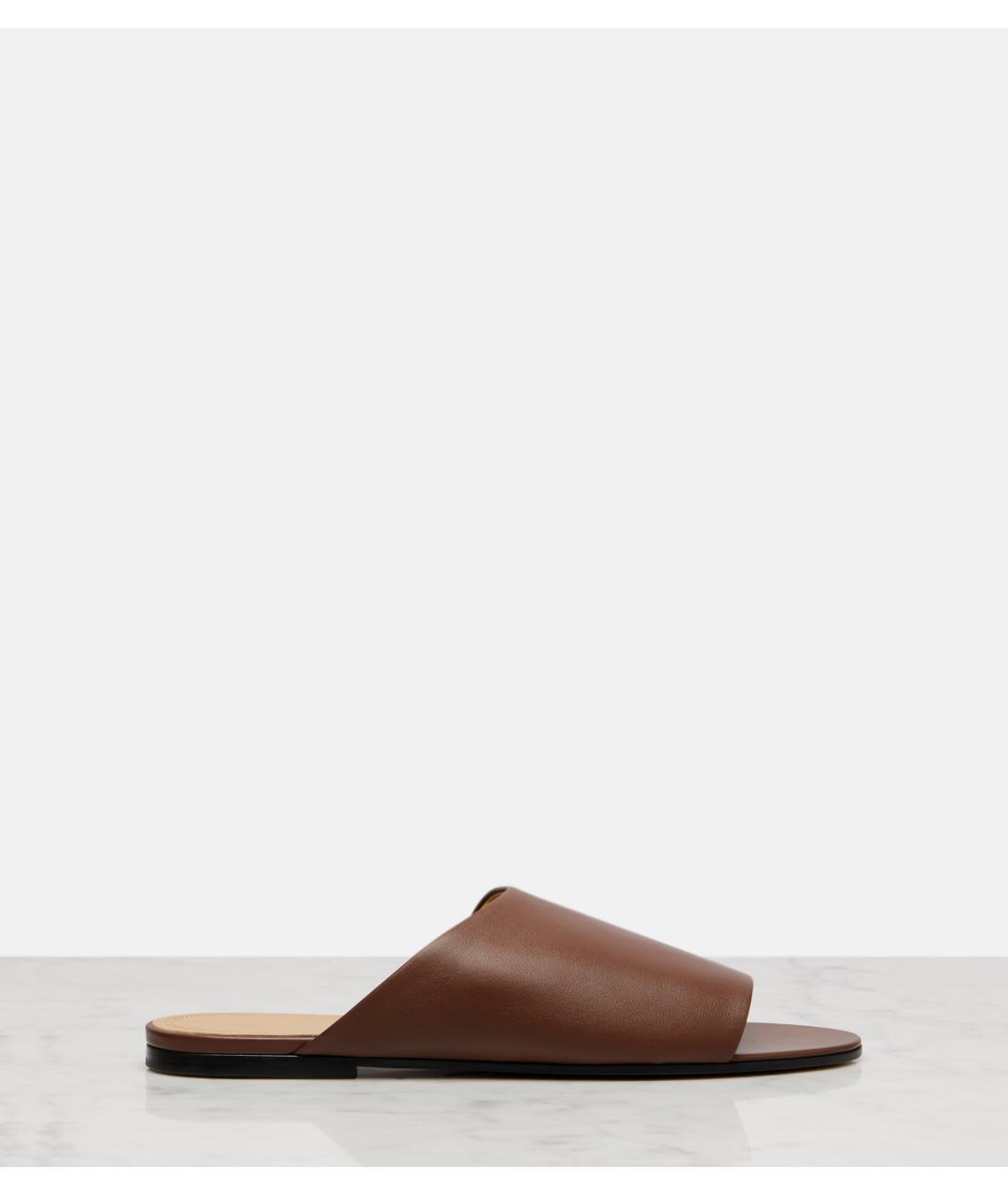 THE ROW Коричневые кожаные шлепанцы, фото 6