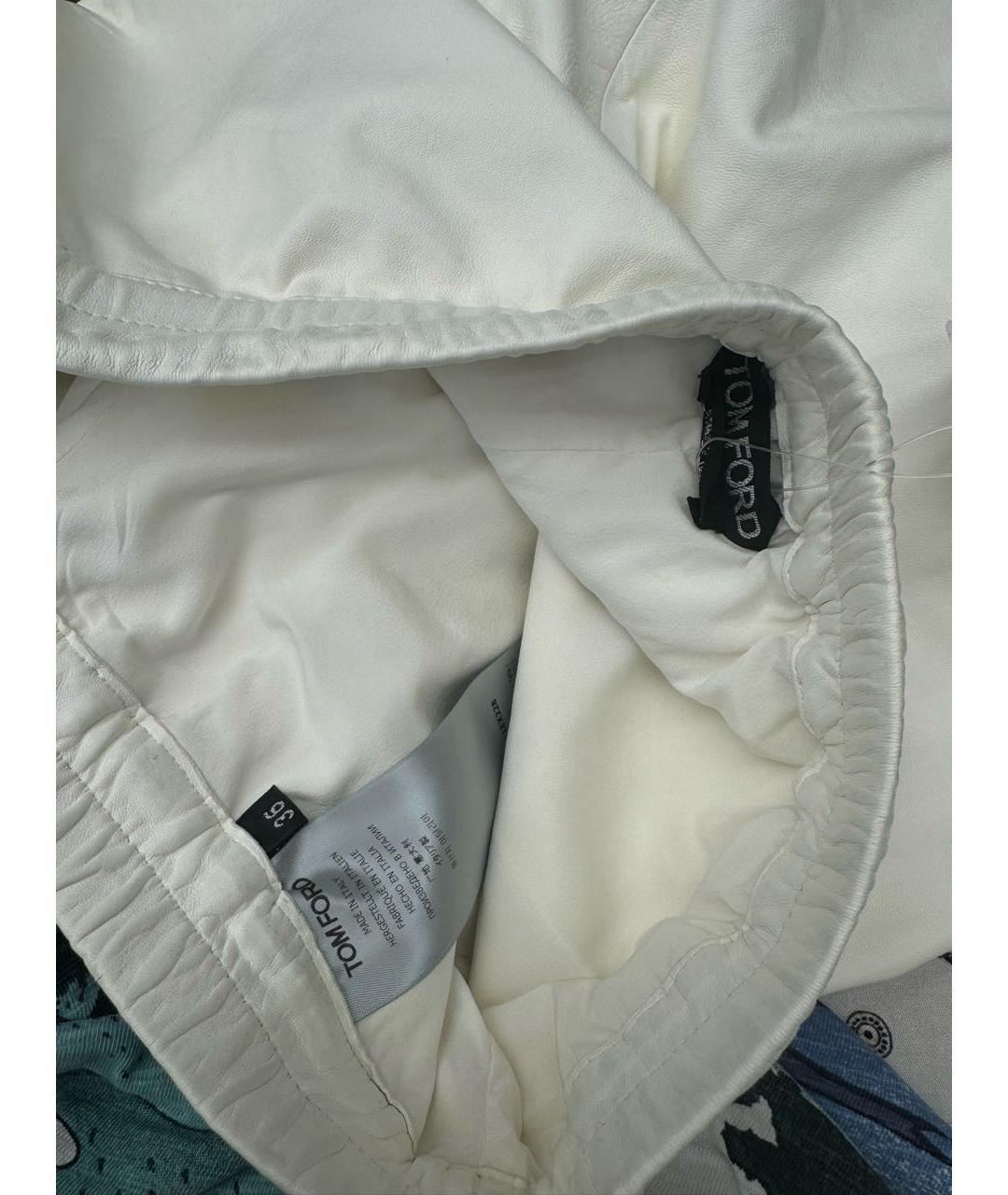 TOM FORD Белые кожаные брюки узкие, фото 5