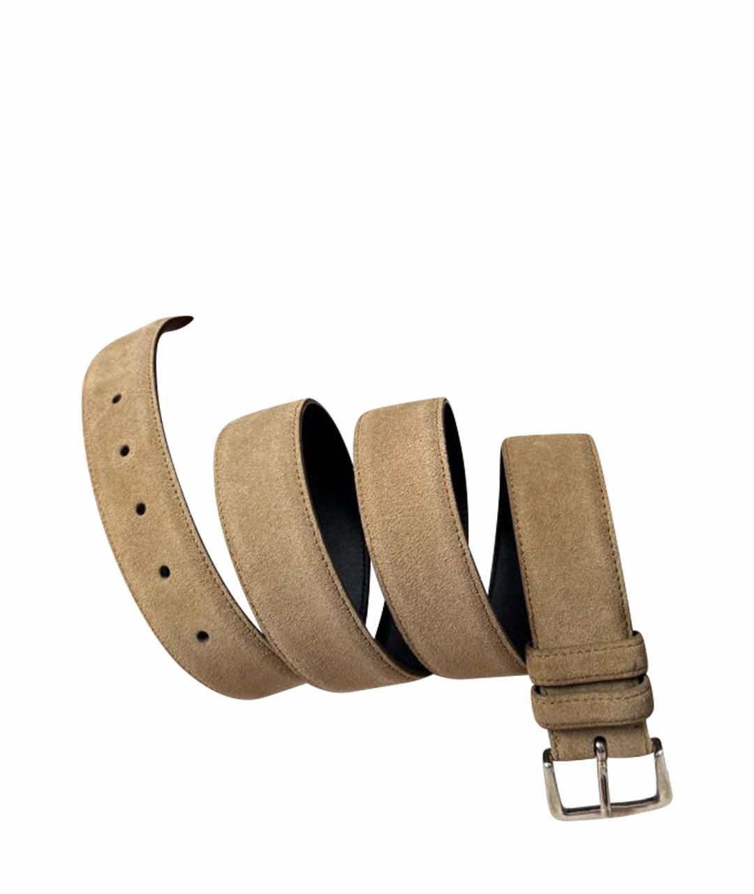 LORO PIANA Бежевый замшевый ремень, фото 1