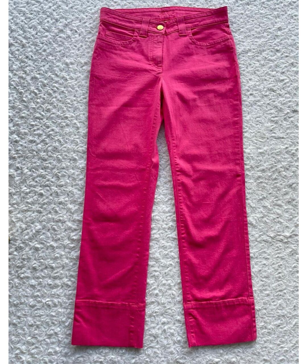 LORO PIANA Фуксия хлопко-эластановые прямые джинсы, фото 9