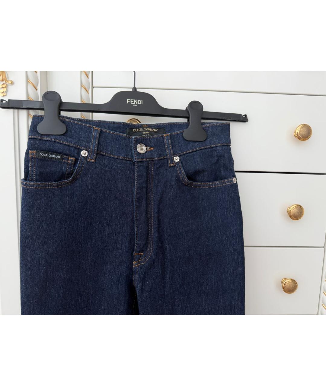 DOLCE&GABBANA Темно-синие хлопко-эластановые джинсы слим, фото 4