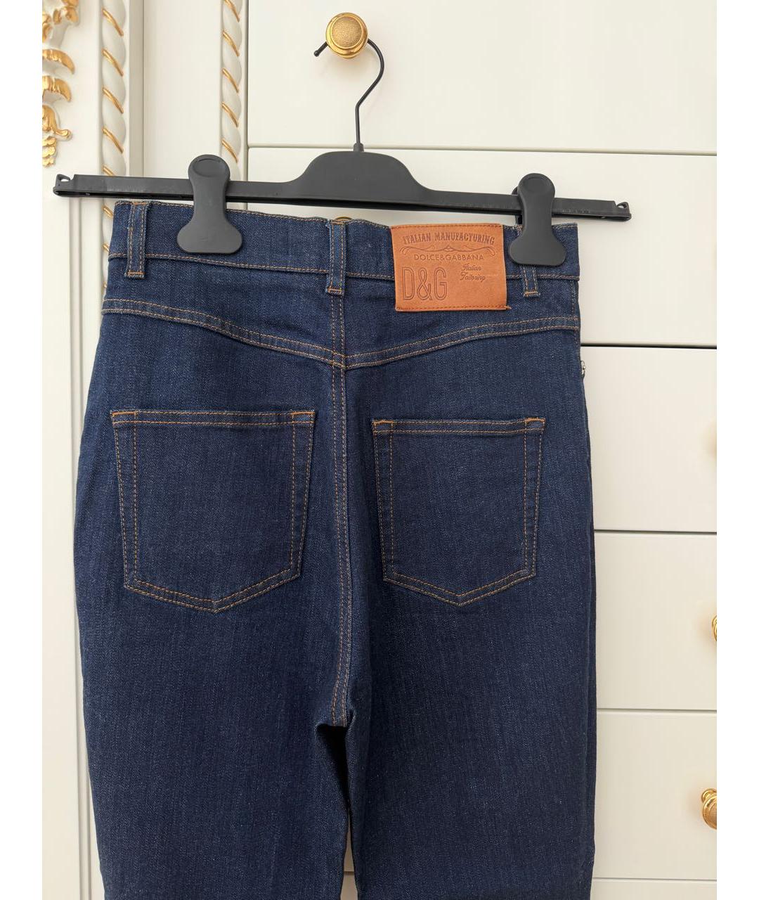 DOLCE&GABBANA Темно-синие хлопко-эластановые джинсы слим, фото 5