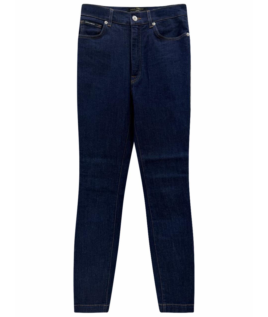 DOLCE&GABBANA Темно-синие хлопко-эластановые джинсы слим, фото 1