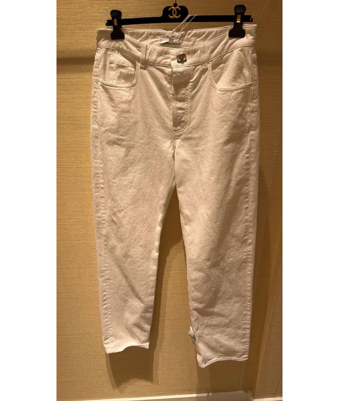 CHANEL Белые хлопковые джинсы слим, фото 4