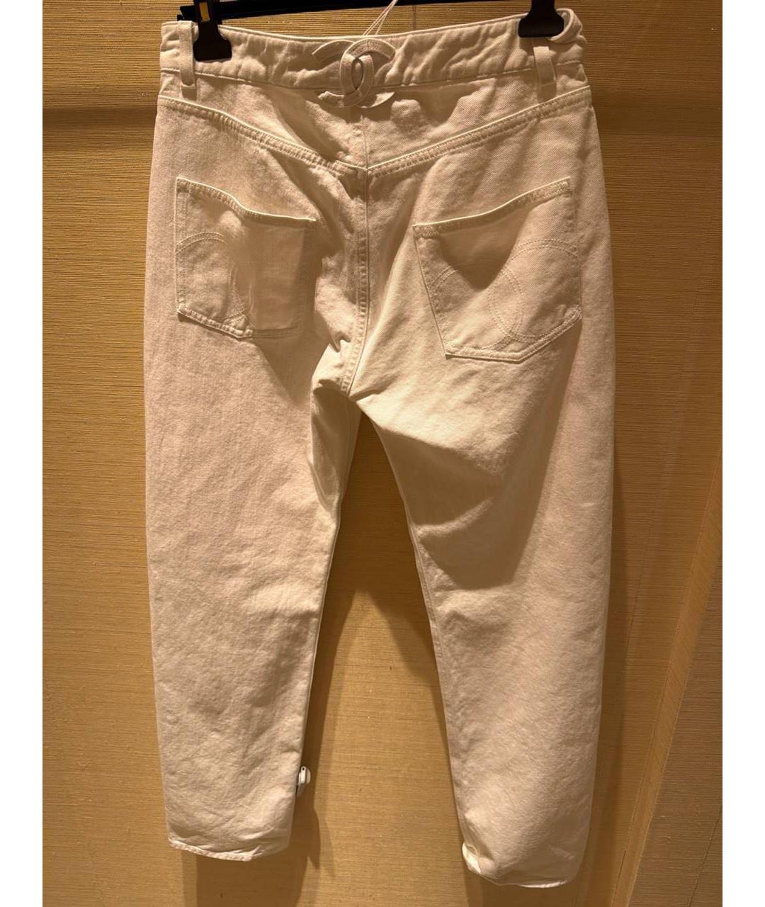 CHANEL Белые хлопковые джинсы слим, фото 3