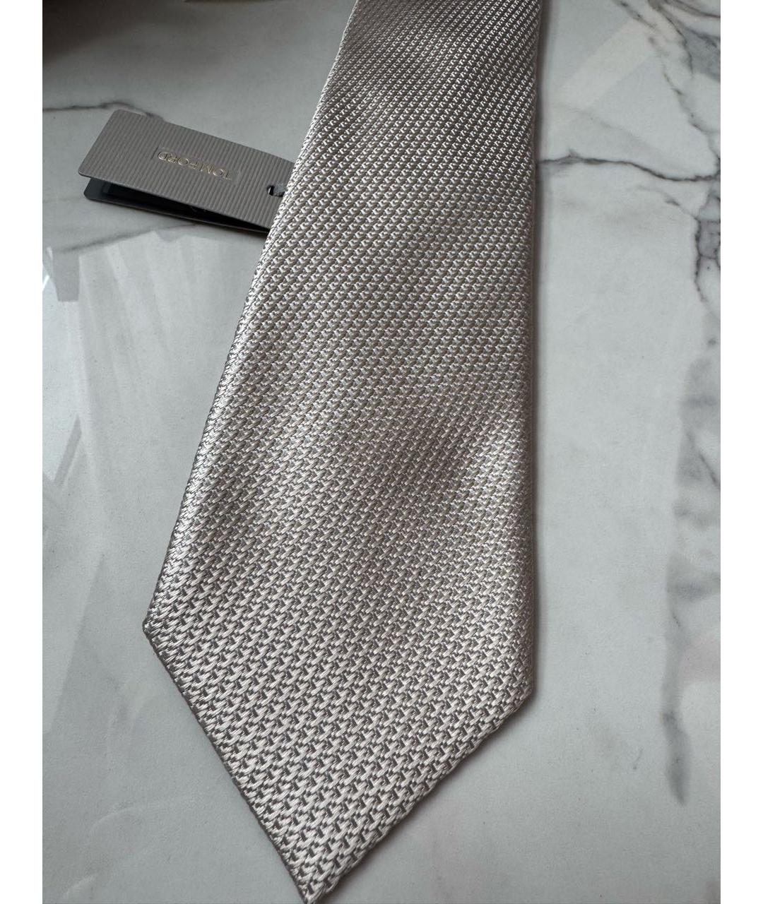 TOM FORD Бежевый шелковый галстук, фото 3