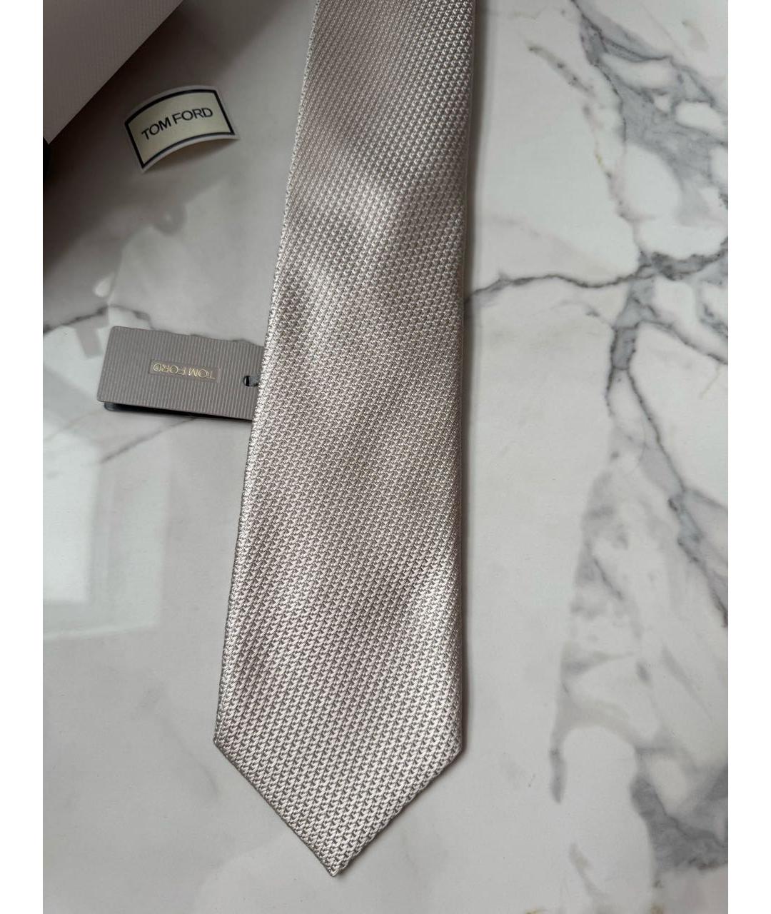 TOM FORD Бежевый шелковый галстук, фото 4
