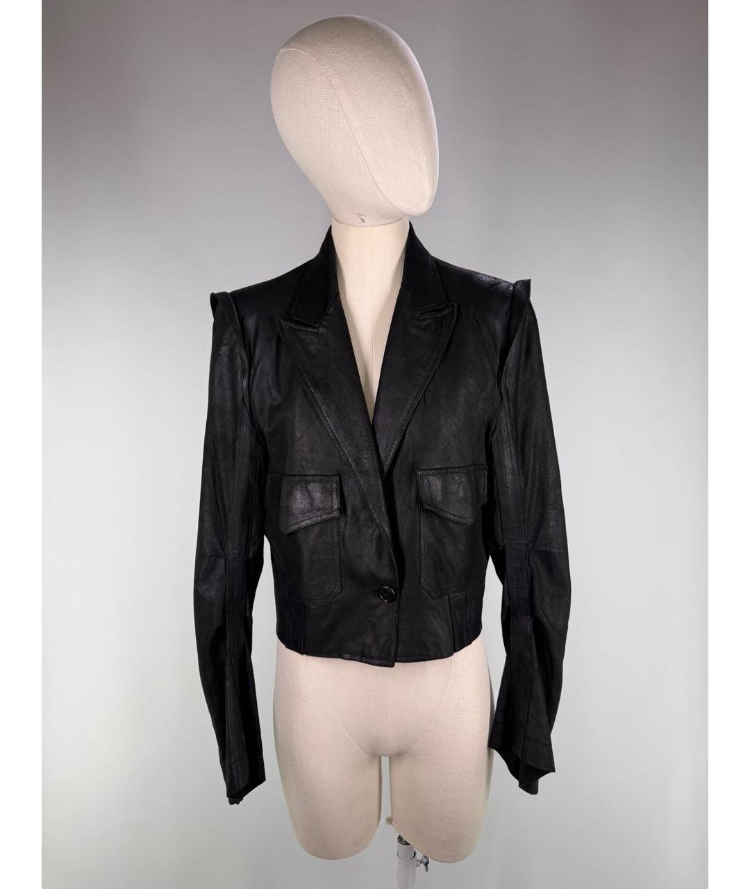 ANN DEMEULEMEESTER Черная кожаная куртка, фото 9