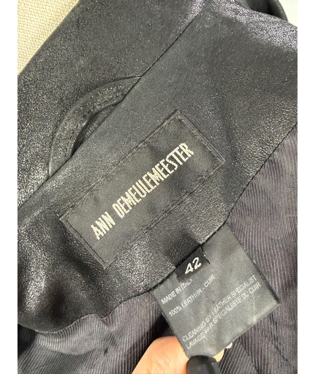 ANN DEMEULEMEESTER Черная кожаная куртка, фото 8
