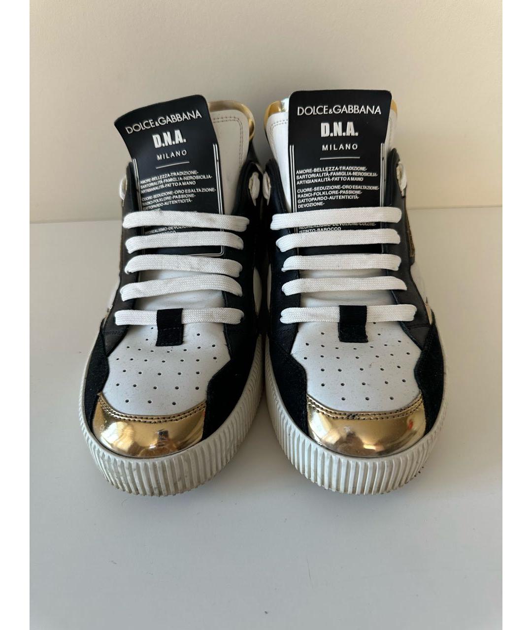 DOLCE&GABBANA Белые кожаные низкие кроссовки / кеды, фото 2