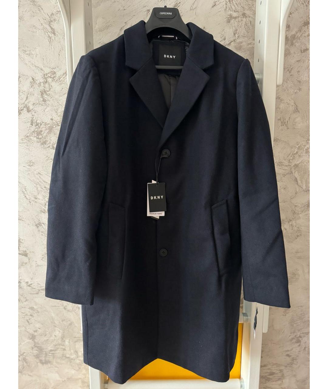 DKNY Темно-синее шерстяное пальто, фото 8