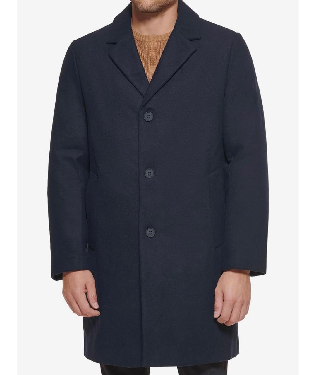 DKNY Темно-синее шерстяное пальто, фото 2