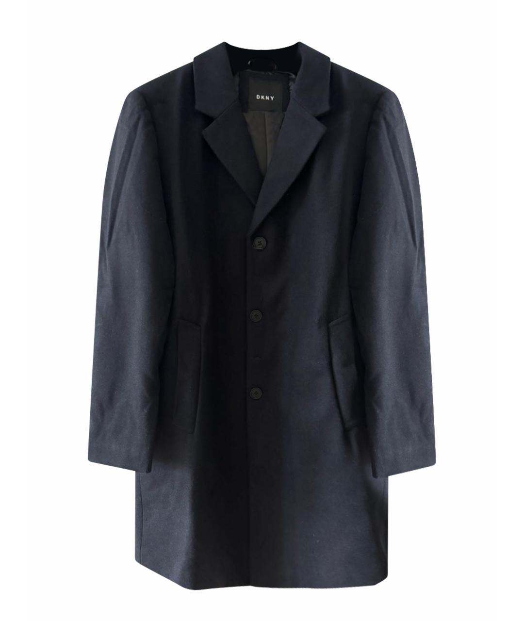 DKNY Темно-синее шерстяное пальто, фото 1
