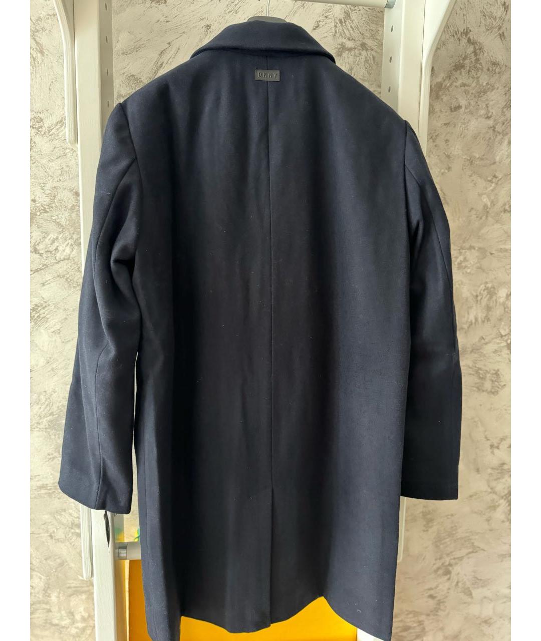 DKNY Темно-синее шерстяное пальто, фото 7