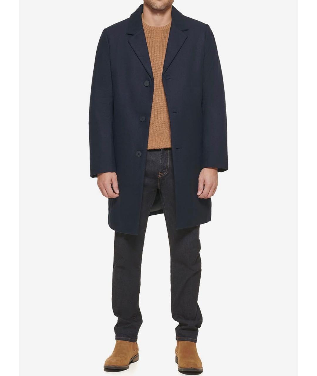 DKNY Темно-синее шерстяное пальто, фото 3