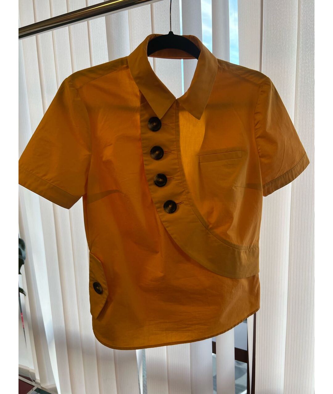 SELF-PORTRAIT Оранжевая полиамидовая рубашка, фото 7