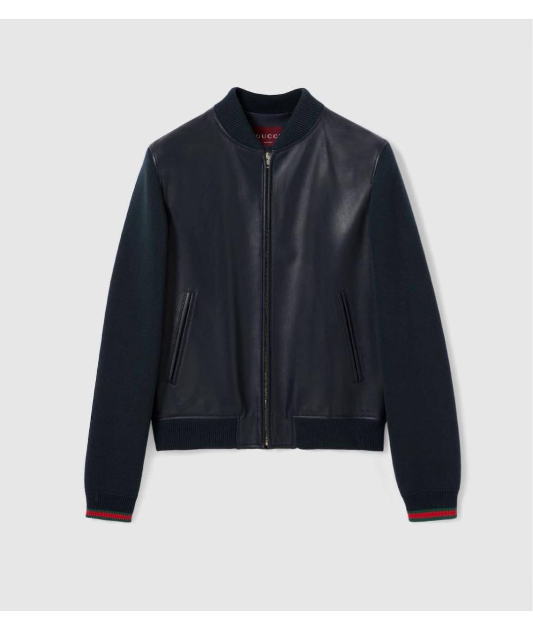 GUCCI Темно-синяя кожаная куртка, фото 9