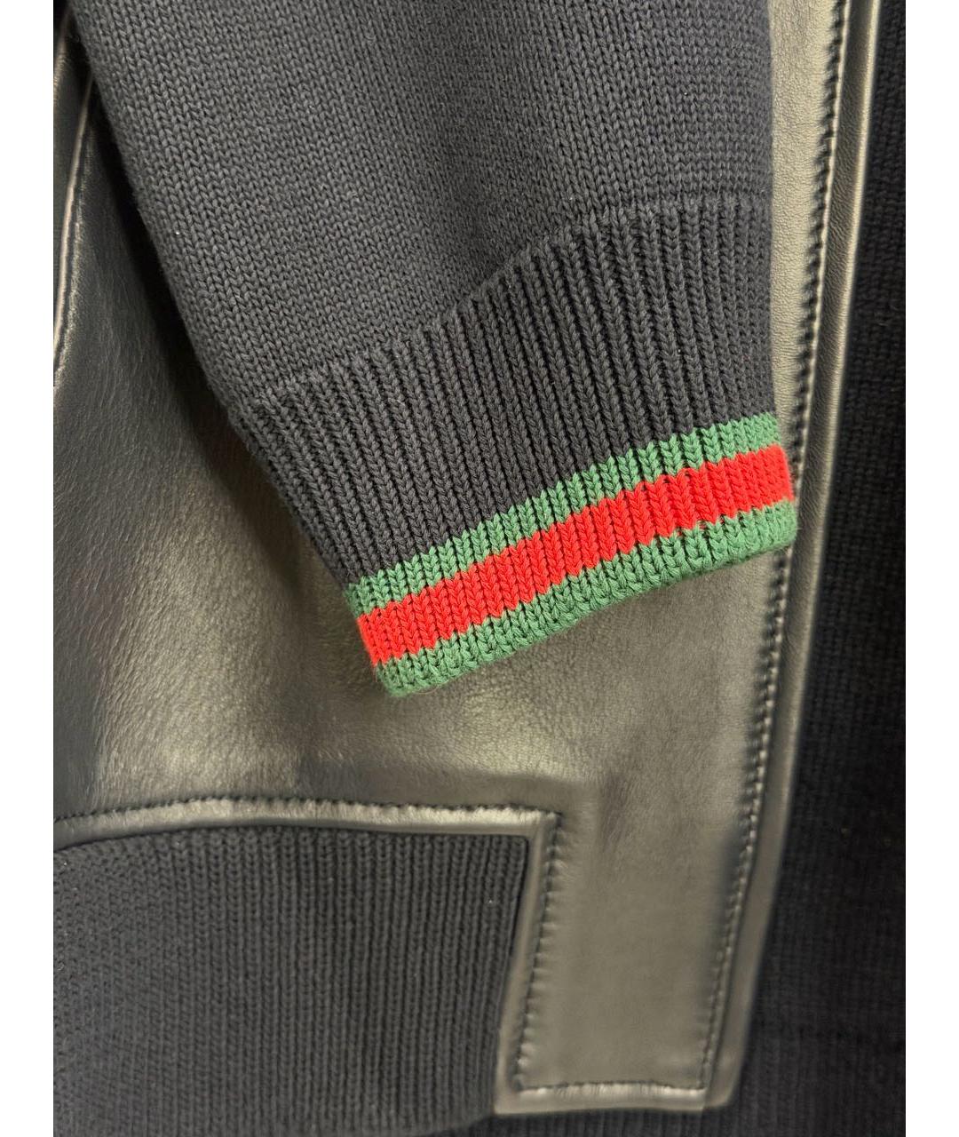 GUCCI Темно-синяя кожаная куртка, фото 4