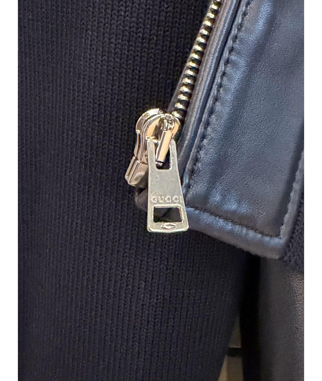 GUCCI Темно-синяя кожаная куртка, фото 6