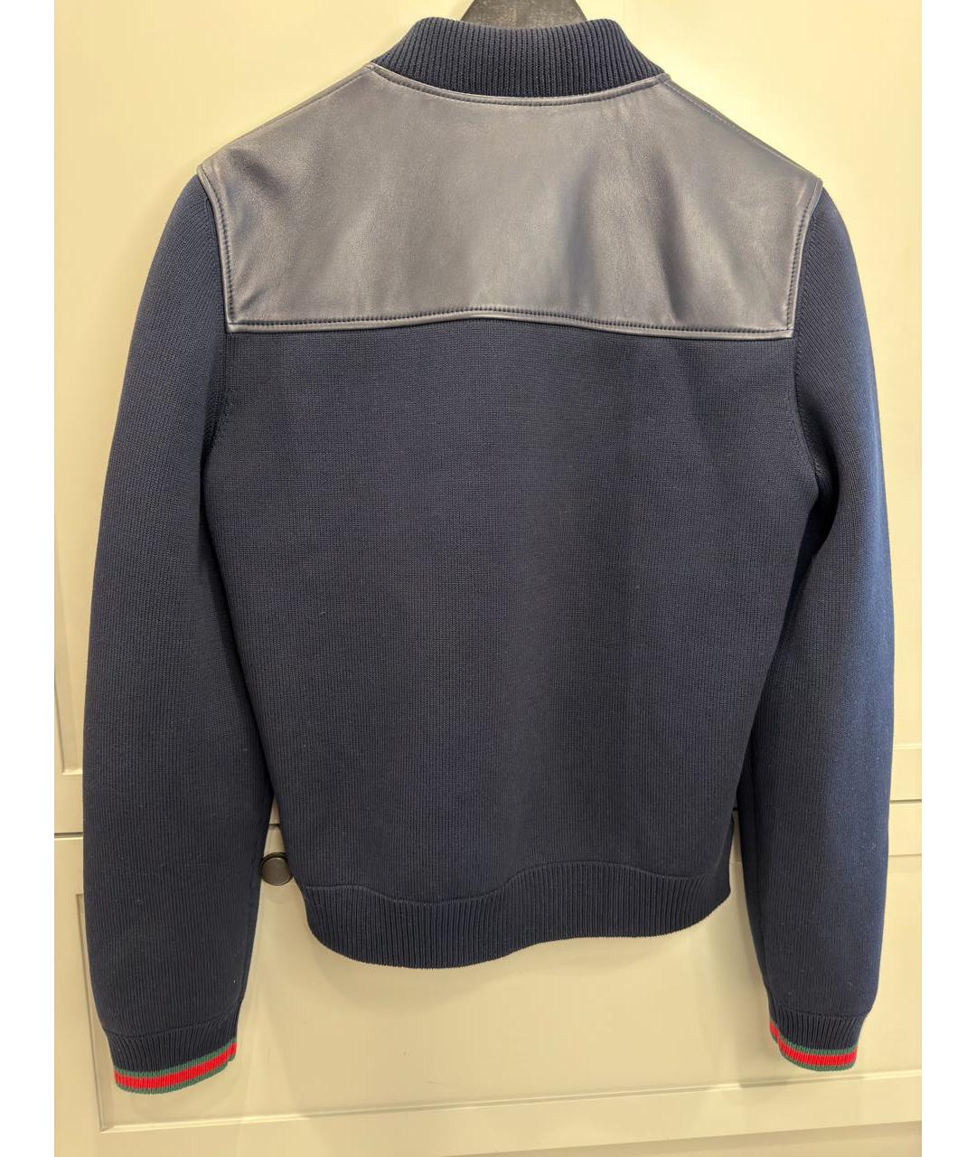 GUCCI Темно-синяя кожаная куртка, фото 2