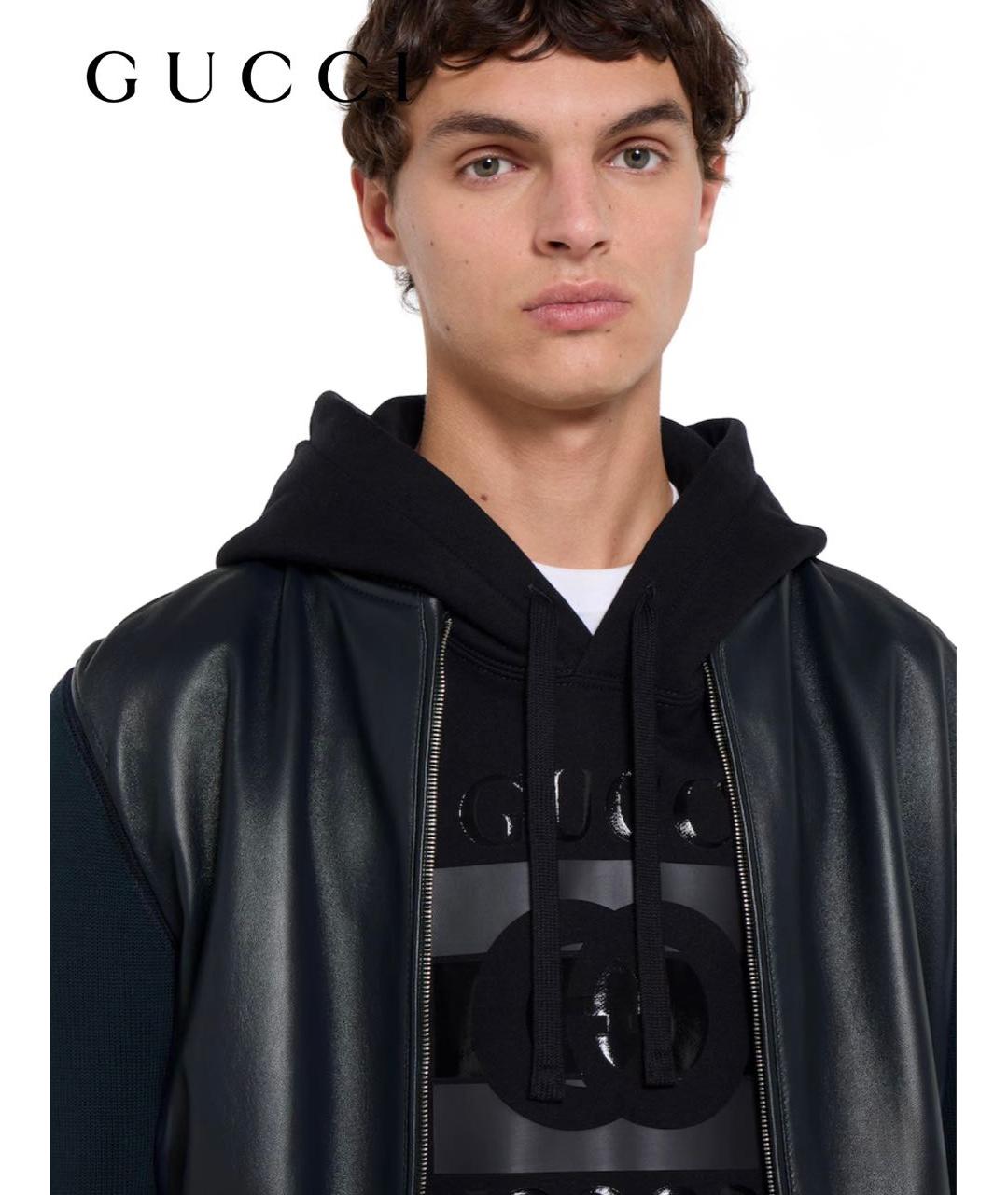 GUCCI Темно-синяя кожаная куртка, фото 8