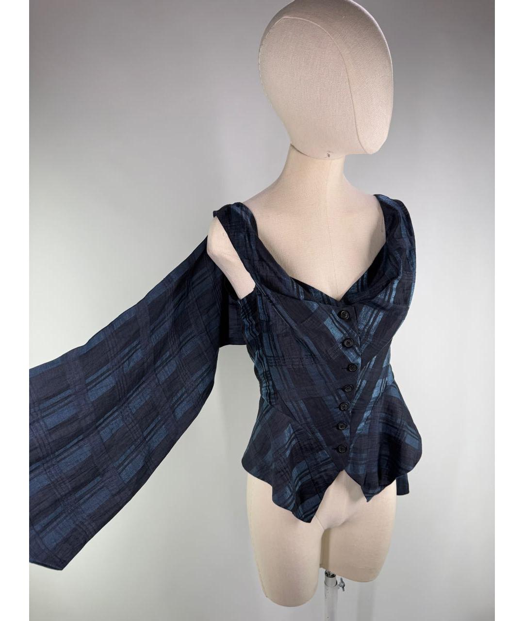 VIVIENNE WESTWOOD Темно-синяя льняная блузы, фото 4